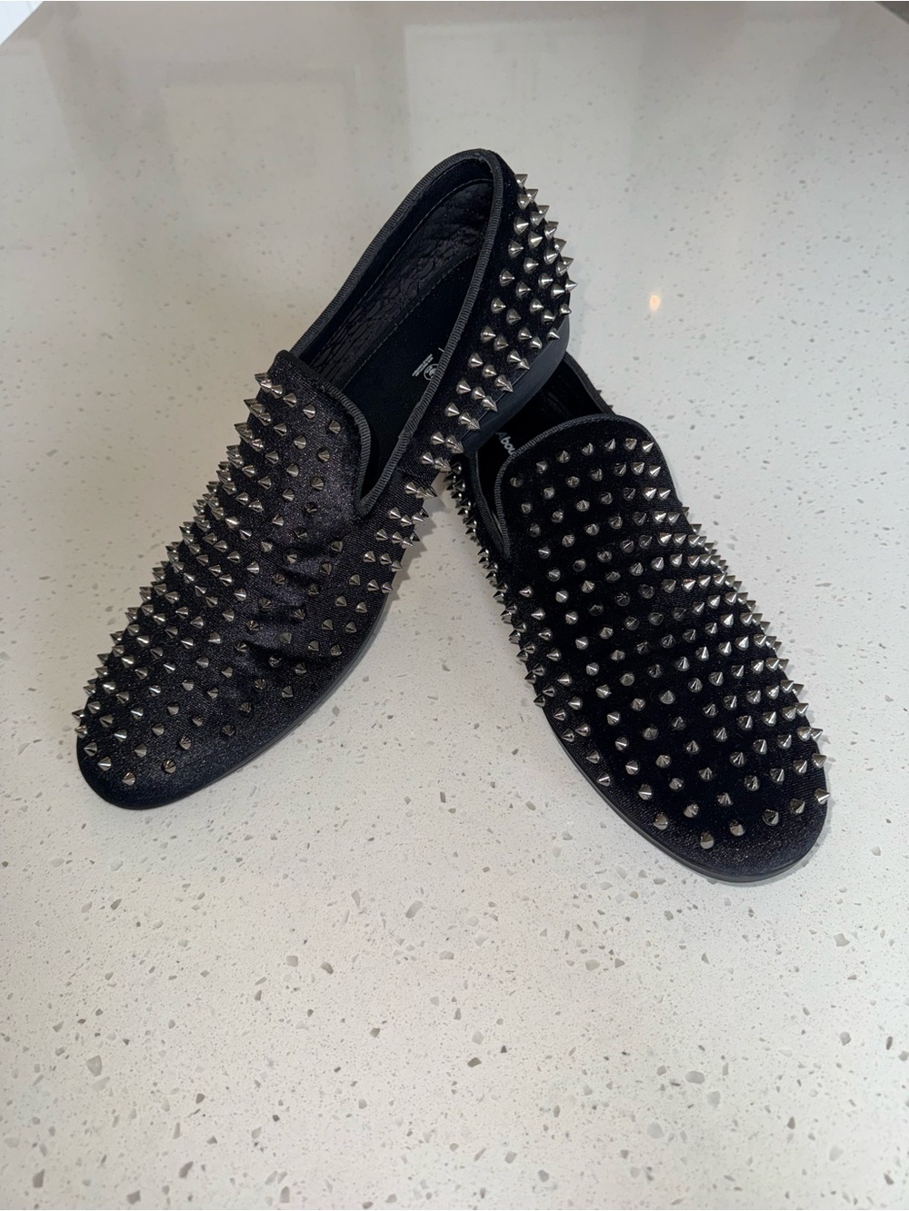 Abound Black Velvet Spike-Stud Slip-On Loafers